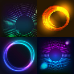 Huge set of glowing rounds with glitter. Abstract colored shape for your business idea. Vector editable logo background illustration.