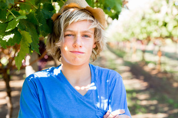 Boy in vineyard