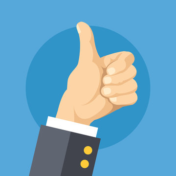 Thumbs Up Flat Design Concept. Vector Illustration