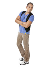 man in crossed arm looking on the side