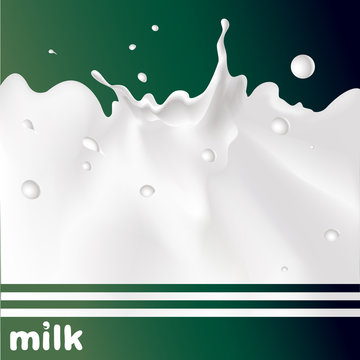 milk splash on green background - vector design
