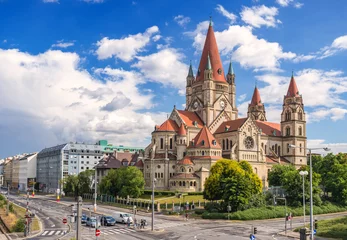 Foto op Plexiglas Saint Francis of Assisi Church, Vienna, Austria © Noppasinw