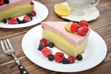 Piece of berry cheesecake