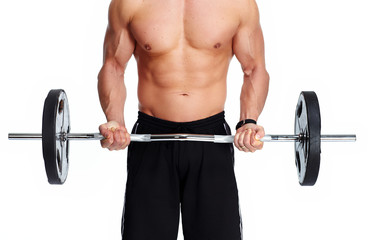 Strong man with barbell.