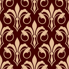 Medieval floral seamless pattern of fleur-de-lis