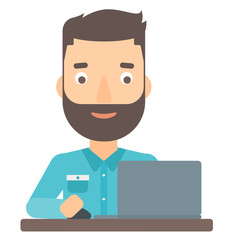 Man working at laptop.