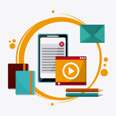 colorful webinar icon over white background , vector illustration