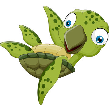 cute cartoon turtle waving