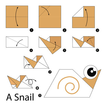 Step by step instructions how to make origami A Snail.
