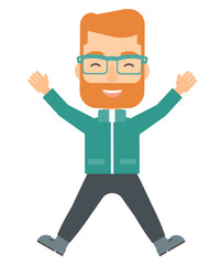 Man making snow angel.