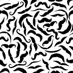 Retro black mustaches seamless pattern