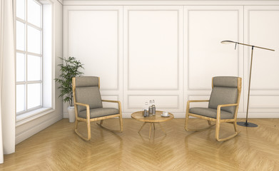 Fototapeta premium 3d rendering vintage living room with rocking chair