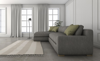 3d rendering comfortable sofa in nice loft living room