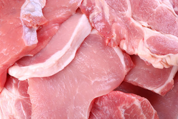 Pieces of pork meat, close up