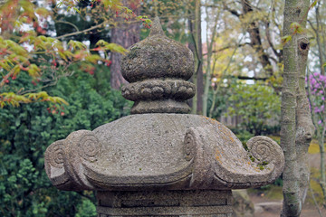 Closeup of a Stone Japanese Lantern Pagoda