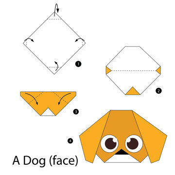 Step by step instructions how to make origami A Dog(face).