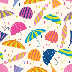 Cute umbrellas. seamless vector pattern.