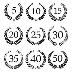 Anniversary and jubilee laurel wreaths icons