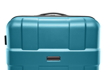 gray-blue suitcase plastic. upper part of the handle