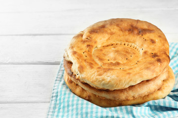 Flat bread on napkin