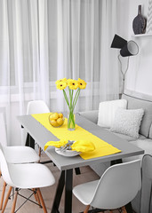 Dining table in home interior