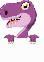 dinosaur cartoon with blank sign