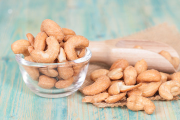 fresh cashew nuts in a bowl