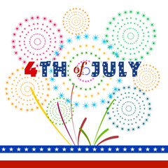 Happy 4th July independence day with fireworks background