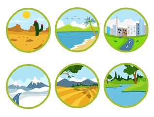 landscape cartoon set