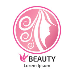 abstract logo woman face design, head, hair, for beauty salon, s