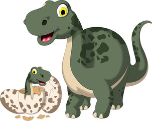 cute dinosaur cartoon with her baby