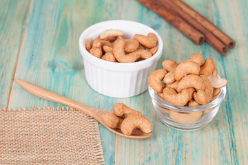 fresh cashew nuts in a bowl