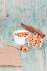 fresh cashew nuts in a bowl