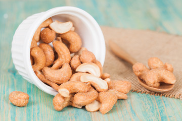 fresh cashew nuts in a bowl