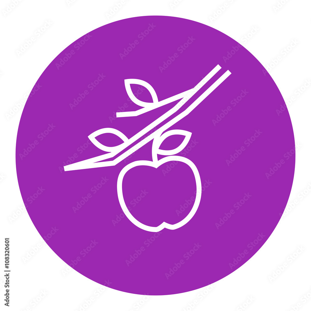 Sticker Apple harvest line icon.