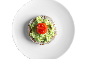 Avocado sandwich on plate, closeup