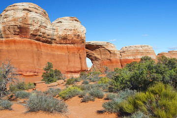 variety of geological formations in Arches National Park, Utah, USA