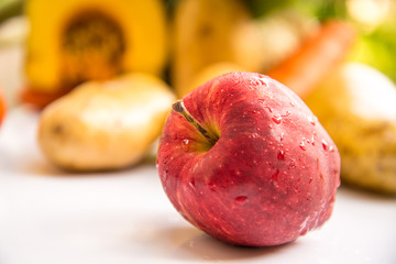 Apple and vegetable background