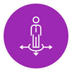Businessman in three ways line icon.