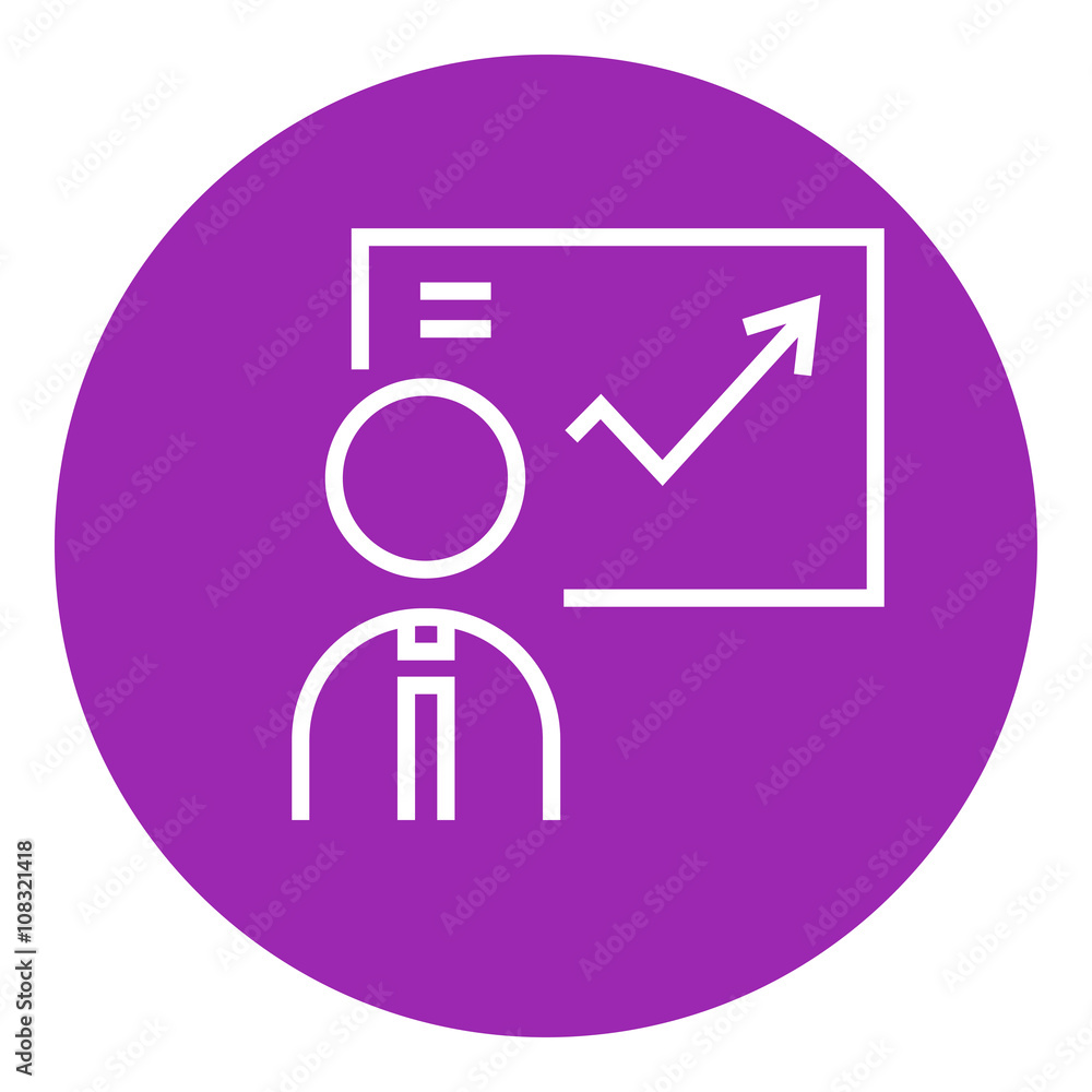 Sticker businessman with infographic line icon.