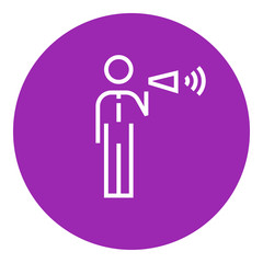 Businessman with megaphone line icon.