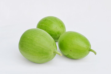 three young watermelon on a white background thai vegetable tangmo-on 2