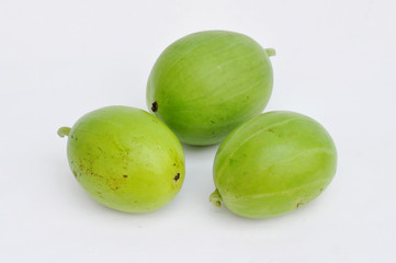 three young watermelon on a white background thai vegetable tangmo-on 4