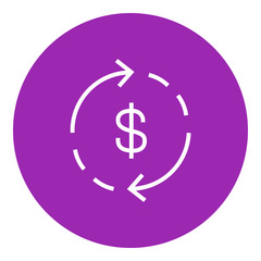 Dollar symbol with arrows line icon.