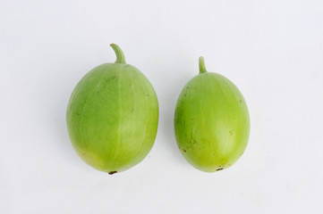 two young watermelon on a white background thai vegetable tangmo-on 1