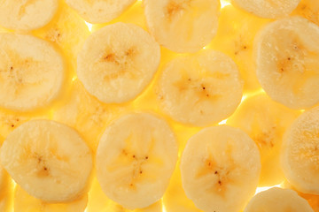 Ripe banana slices, background