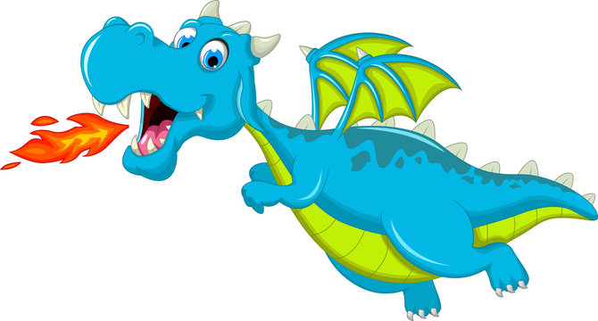 cute blue dragon cartoon