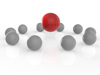 leadership concept with spheres on white background