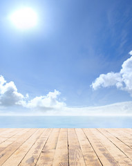 Wooden pier, exotic sea and a blue sky