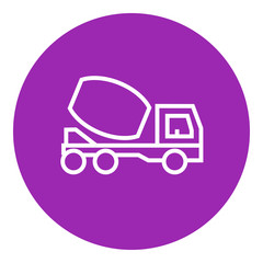 Concrete mixer truck line icon.